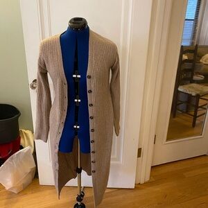 Preloved able brand long button up tan sweater. Size small